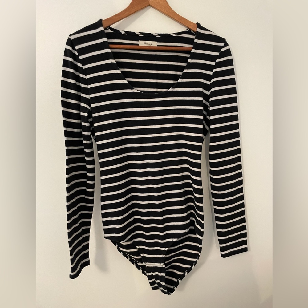 Madewell Striped Bodysuit (black/white) Size L